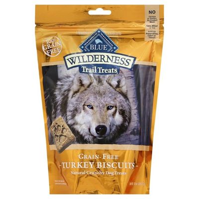 Blue Buffalo Wilderness Trail Treats High Protein Grain Free Crunchy Dog Treats Biscuits, Turkey Recipe