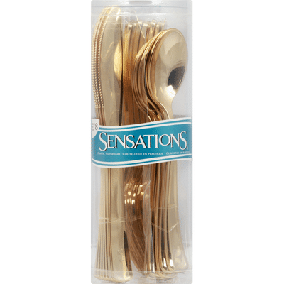Sensations Plastic Silverware, Gold Assorted