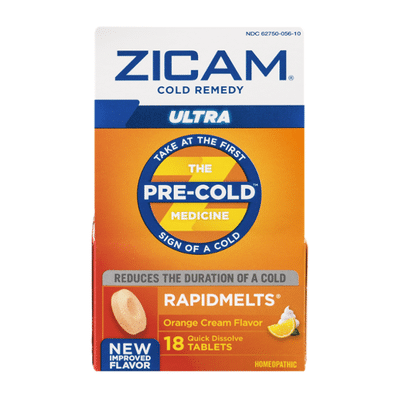 Zicam Zinc Cold Remedy Ultra Rapidmelts Quick-Dissolve Tablets Orange Cream Flavor 18Ct