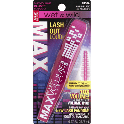 wet n wild Mascara, MaxVolume Plus, Amp'd Black C150A