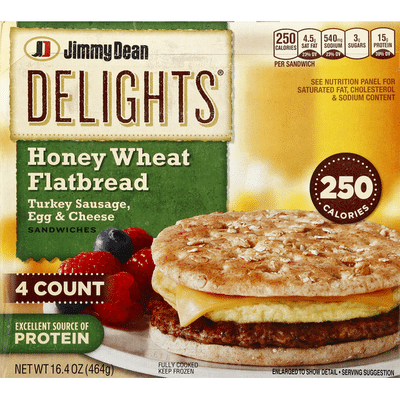Jimmy Dean Turkey Sausage, Egg & Cheese Flatbread Sandwiches