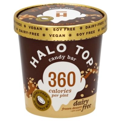 Halo Top Creamy Non-Dairy Vegan Candy Bar Frozen Dessert Pint
