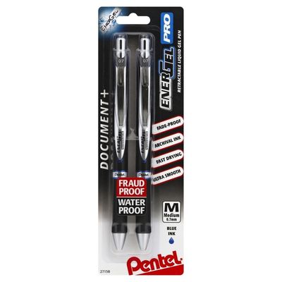 Pentel Liquid Gel Pen, Retractable, Blue Ink, Medium 0.7 mm