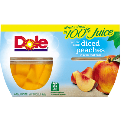 Dole Peaches, in 100% Fruit Juice, Yellow Cling, Diced