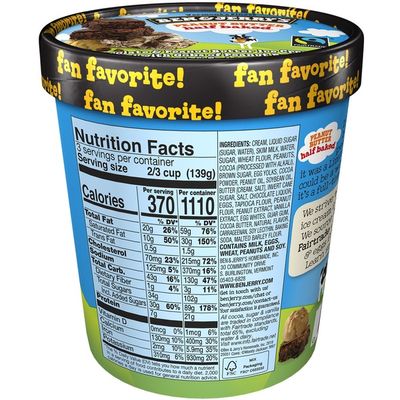 Ben Jerry S Ice Cream Peanut Butter Half Baked 16 Oz Instacart