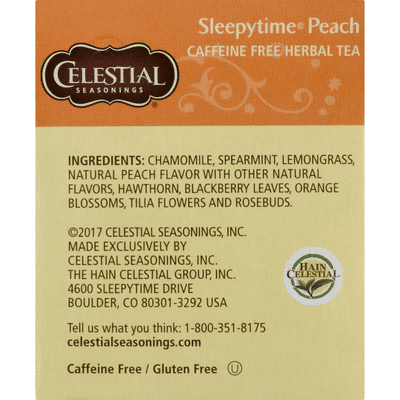 Celestial Seasonings Sleepytime Peach Caffeine Free Herbal Tea Bags