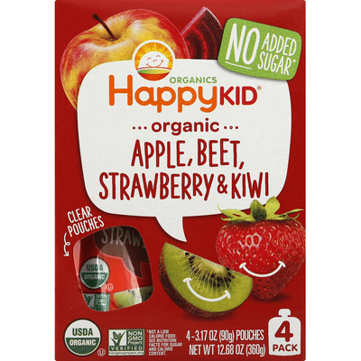 Happy Family Apple, Beet, Strawberry & Kiwi, Organic, 4 Pack