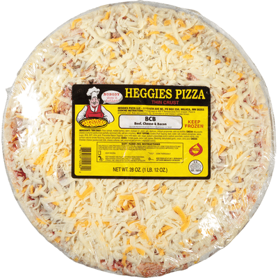 Heggies Pizza, Thin Crust, Beef, Cheese & Bacon (28 Oz) Delivery Or 