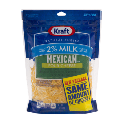 Kraft Mexican Style Four Cheese 2% Milk Shredded Cheese