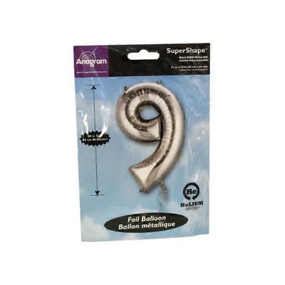 Balloons Everywhere Number 9 Silver Balloon