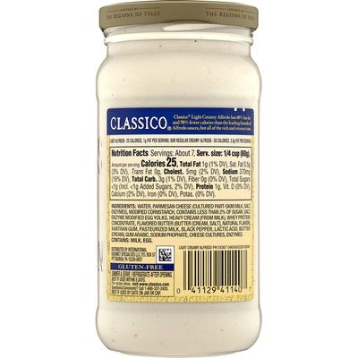 Classico Light Creamy Alfredo Pasta Sauce