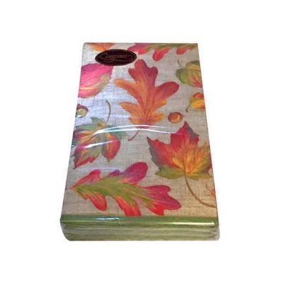 Caspari Linen Leaves Paper Guest Towel Napkins in Natural Color