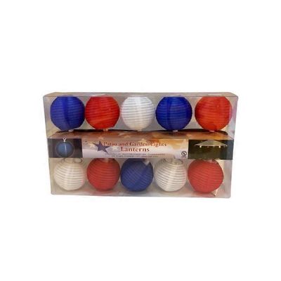 Sienna 10 Light Red White & Blue Mini Round Lantern