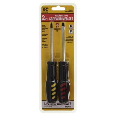 Kc Professional Screwdriver Set, Magnetic Tips, 2 Pc