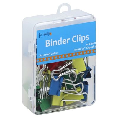 For Keeps Binder Clips, Assorted Colors