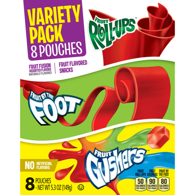 Betty Crocker Fruit Snacks, Frui-Ups, Fruit by the Foot and Fruit Gushers, Variety Snac