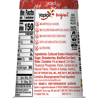 Yoplait Yogurt, Lowfat, Original, Strawberry