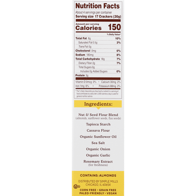 Simple Mills Fine Ground Sea Salt Almond Flour Crackers