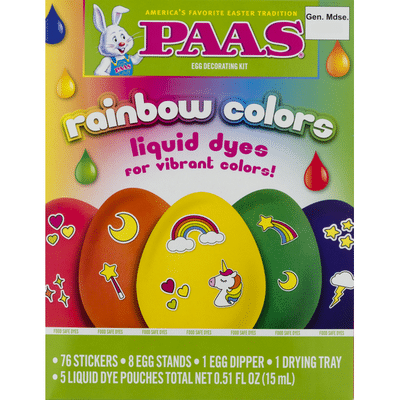 Paas Egg Decorating Kit, Rainbow Colors, Liquid Dyes