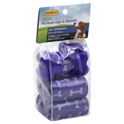 Ruffin' It Pet Waste Bags & Dispenser, Extra Heavy Weight