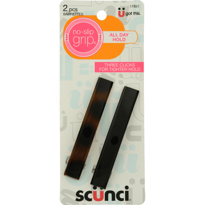 Scunci Barrettes, No Slip Grip