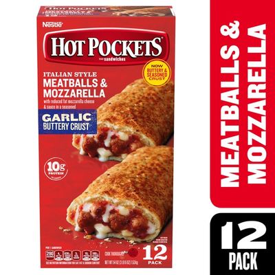 Hot Pockets Italian Style Meatballs & Mozzarella Garlic Buttery Crust Frozen Snacks