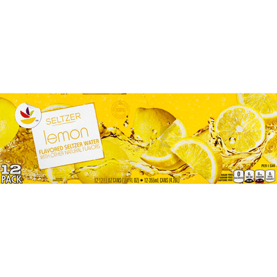 SB Seltzer Water, Lemon, 12 Pack