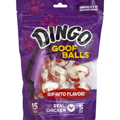 Dingo Snack for Small Dogs, Goof Balls, 15 Pack