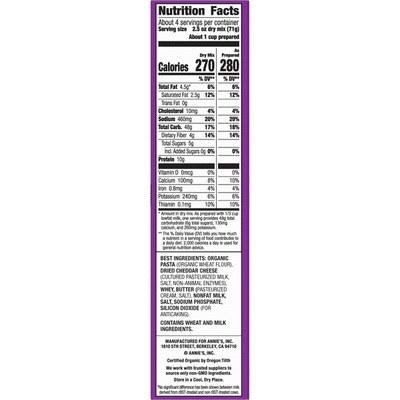 Annie's Shells & White Cheddar Macaroni and Cheese, Family Size