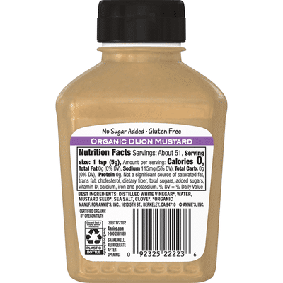 Annie's Dijon Mustard, Certified Organic, Gluten Free, Non-GMO