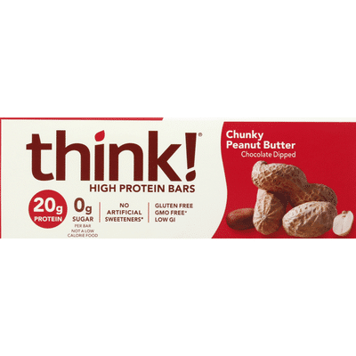 Think! High Protein Bars, Chunky Peanut Butter, Chocolate Dipped