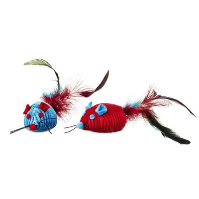 Leaps & Bounds Fancy Mice with Feathers Cat Toy with Catnip