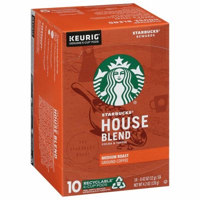 Starbucks Medium Roast K-Cup Coffee Pods — House Blend for Keurig Brewers