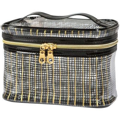 Rite Aid Black & Gold Grid Mini Train Case