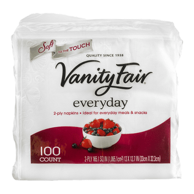 Vanity Fair Everyday Napkins, 100 2-Ply Paper Napkins