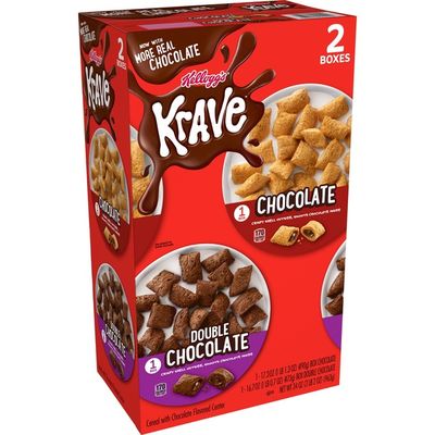 Kellogg's Krave Breakfast Cereal, Variety Pack, Filling Made with Real ...