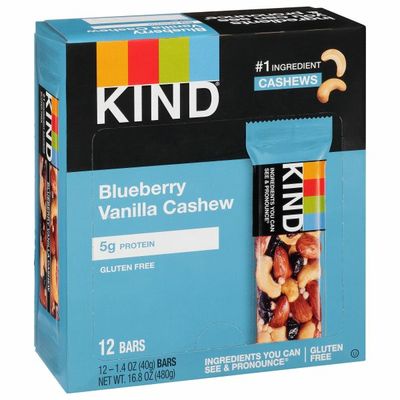 KIND Bars, Gluten Free, Blueberry Vanilla Cashew, 12 Pack