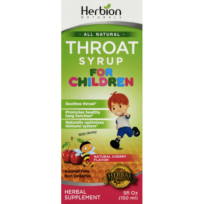 Herbion Throat Syrup, for Children, Natural Cherry Flavor