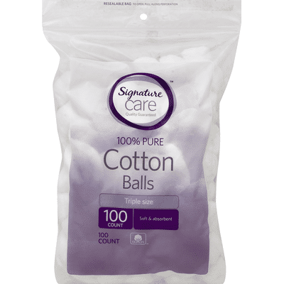 Signature Care Cotton Balls, 100% Pure, Triple Size