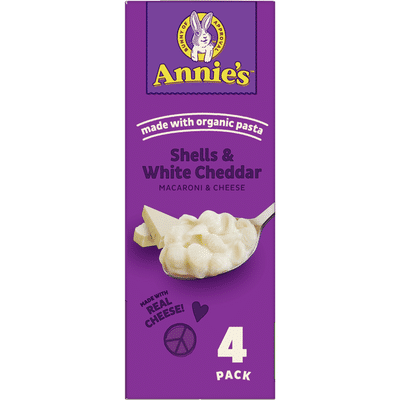 Annie's Macaroni & Cheese, Shells & White Cheddar, 4 Pack