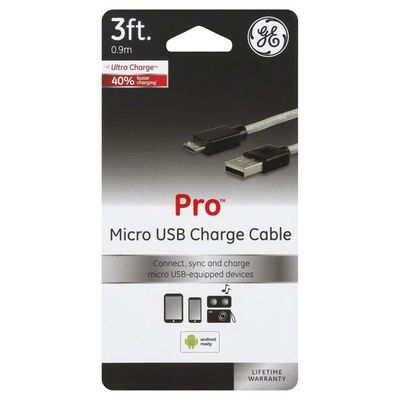 GE Micro USB Charge Cable, 3 Feet