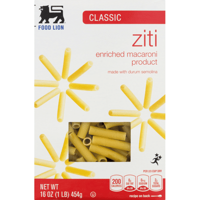 Food Lion Pasta, Ziti, Classic, Box