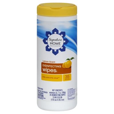 Signature Home Disinfecting Wipes, Lemon