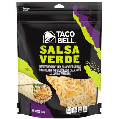 Taco Bell Salsa Verde Monterey Jack, Sharp White Cheddar, Sharp Cheddar & Mild Cheddar Shredded Cheese with Salsa Verde Seasoning