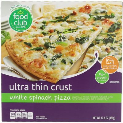 Food Club Ultra Thin Crust, White Spinach Pizza