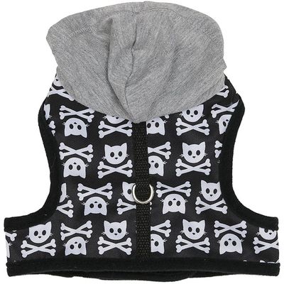 Petco Glam Cat Black Skull Hood Cat Harness One Size