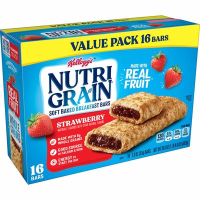 Kellogg's Nutri-Grain Soft Baked Breakfast Bars, Made with Real Fruit and Whole Grains, Kids Snacks, Strawberry
