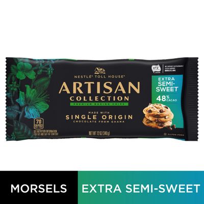 Toll House Artisan Collection by Toll House Extra Semi-Sweet Chocolate Chips Bag – Premium Baking Chips Crafted from 100% Single Origin Chocolate