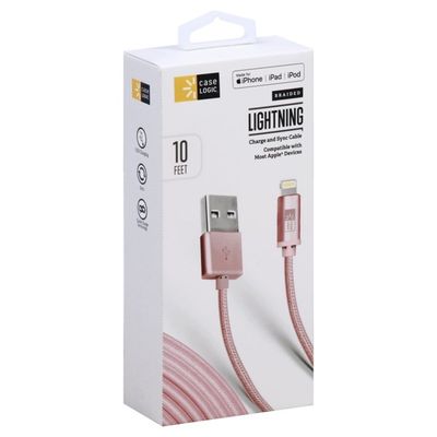 Case Logic Charge and Sync Cable, Lightning, Braided, 10 Feet