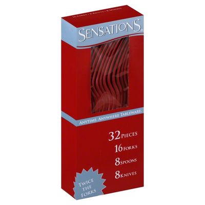 Sensations Cutlery, Plastic, Heavyweight, Red Assorted